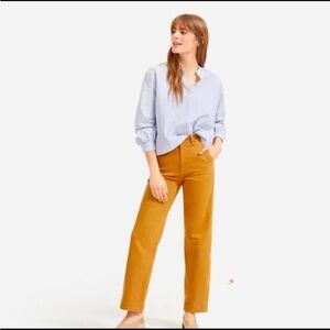 Everlane Women's Straight Leg Cropped Jeans in Khaki, Mustard Brown, Size 8